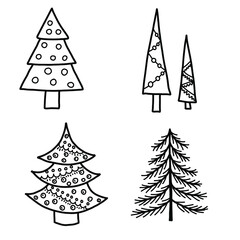 simple doodle illustration of christmas trees. Vector illustration