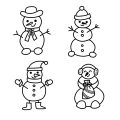 simple doodle illustration of snowmen. Vector illustration