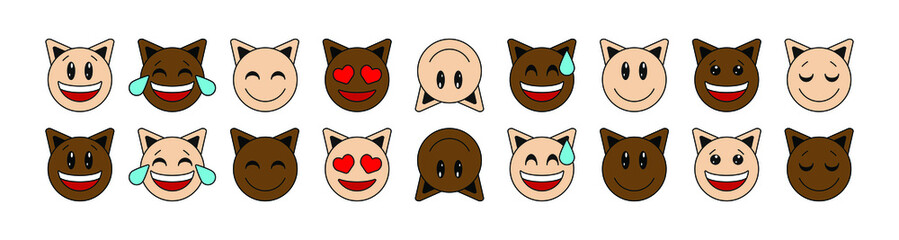 Set of emoji stickers isolated on white background. Vector