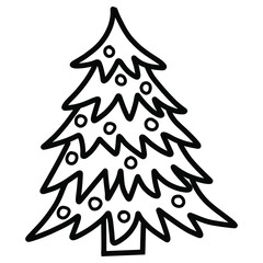 simple doodle christmas tree illustration. Vector illustration