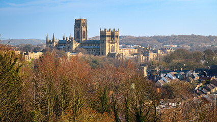 Durham Cathedral dominates the city, which is in County Durham in the northeast of England built on the banks of River Wear.  Its Castle and Cathedral sites are now a UNESCO World Heritage Site