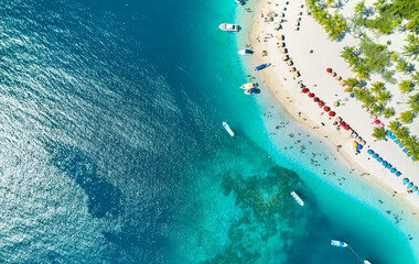 Top view in Caribbean island Paradisiacal - Cayo Sombrero - Morrocoy, Venezuela. Aerial View. - Powered by Adobe