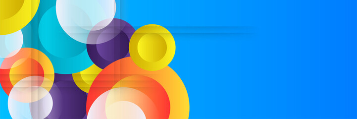 Obraz premium Modern blue geometrical abstract banner background. Business or technology presentation design template, brochure or flyer pattern, or geometric web banner