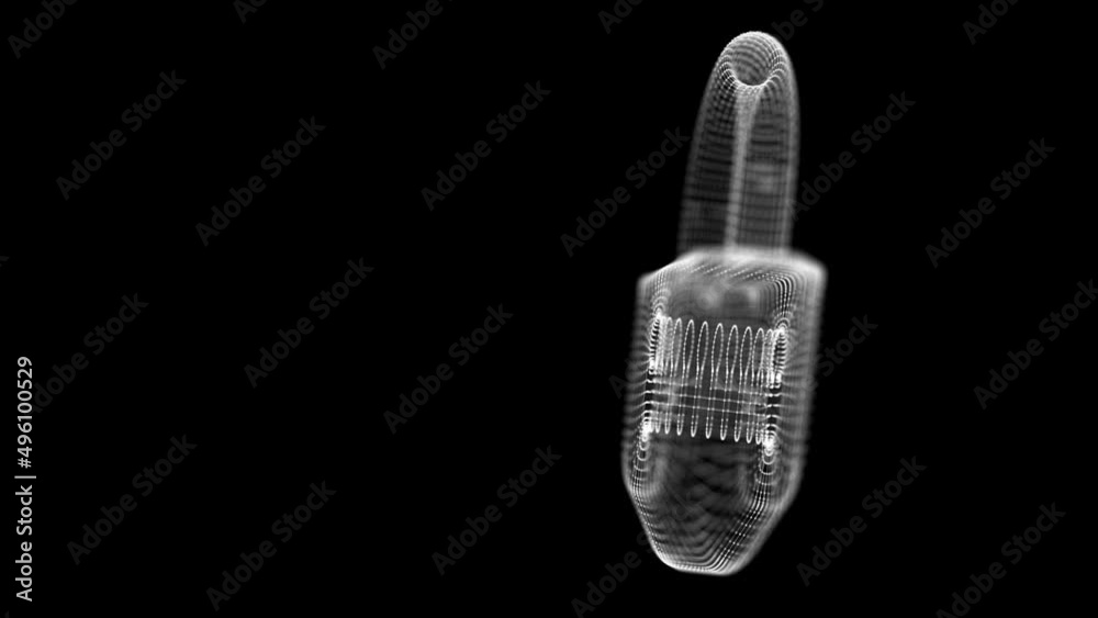 Poster cyber security 3d animation. information privacy and defence technology. lock rotating seamless loop