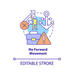 No forward movement concept icon. Stagnation. Sign of toxic workplace abstract idea thin line illustration. Isolated outline drawing. Editable stroke. Arial, Myriad Pro-Bold fonts used