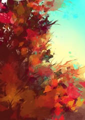 Plakat Abstract watercolor background with splashes, nature motive illustration 