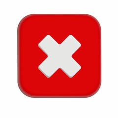Obraz premium Red cross mark symbols icon element. Symbol No or X shape button for correct sign in square not approved