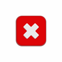 Red cross mark symbols icon element. Symbol No or X shape button for correct sign in square not approved