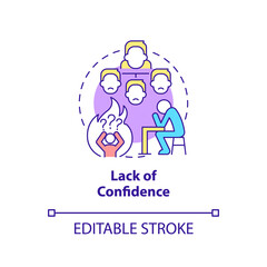 Lack of confidence concept icon. Postpones decision making. Toxic leader trait abstract idea thin line illustration. Isolated outline drawing. Editable stroke. Arial, Myriad Pro-Bold fonts used