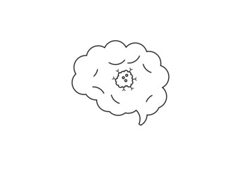 outline brain cencer flat icon isolated on white background