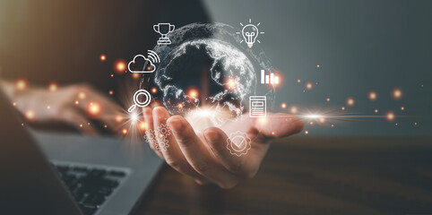 Technology and business global internet connection application concept