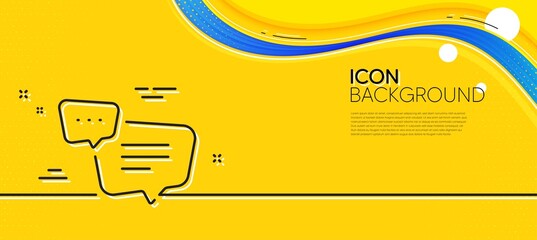 Text message line icon. Abstract yellow background. Chat comment sign. Speech bubble symbol. Minimal text message line icon. Wave banner concept. Vector