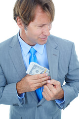 Back to business. Studio shot of a businessman isolated on white.