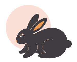 Cute rabbit. Year of the Rabbit. Mid autumn festival. Chinese horoscope. Hand drawn vector illustration