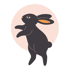 Cute rabbit. Year of the Rabbit. Mid autumn festival. Chinese horoscope. Hand drawn vector illustration