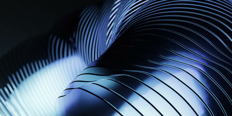 abstract glass sheet with dark blue light 3d render illustration