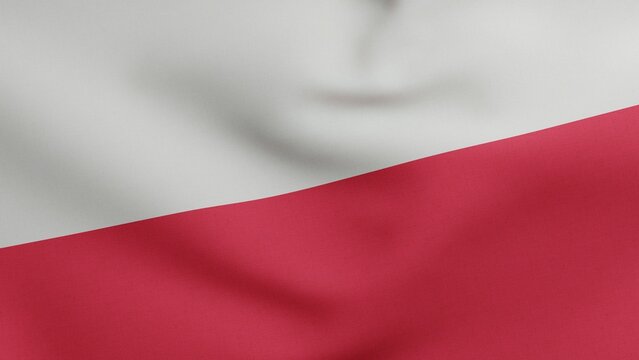 National flag of Poland waving 3D Render, flaga Polski or Flag of the Republic of Poland Rzeczpospolita