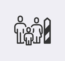 Immigration, refugees line icon set