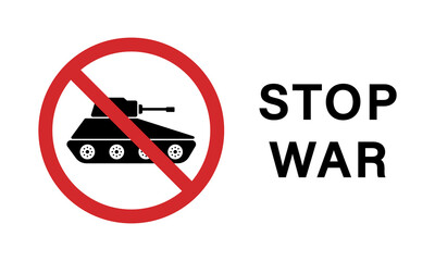 Military Tank Silhouette Red Stop Symbol. Caution Transportation Weapon Icon. Forbidden Army Sign. Panzer Vehicle Force Ban Sign. Danger Tank Artillery Army Symbol. Isolated Vector Illustration