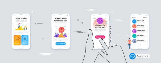 Wine glass, Work home and Shoulder strap minimal line icons. Phone ui interface. Internet notification, Office box, Sync icons. Medical prescription, Wind energy, Guard web elements. Vector