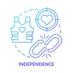 Independence blue gradient concept icon. Foreign assistance rule abstract idea thin line illustration. Beyond authority. Maintaining autonomy. Isolated outline drawing. Myriad Pro-Bold font used