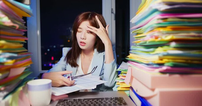 businesswoman overtime work