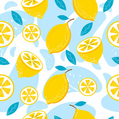 bright seamless pattern with lemons