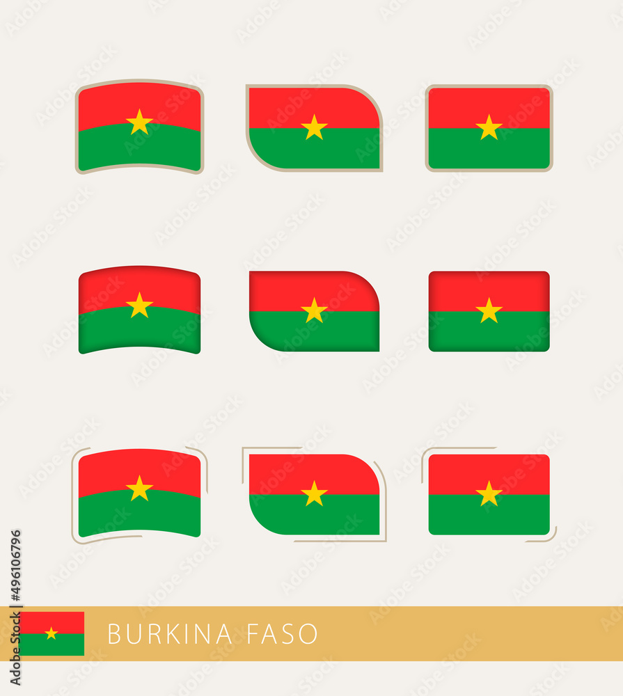 Wall mural vector flags of burkina faso, collection of burkina faso flags.