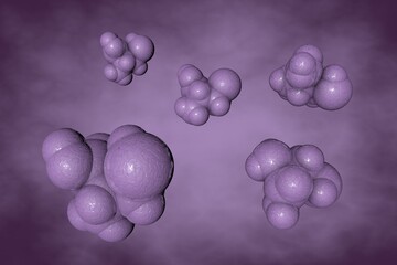 Molecular model of cysteine, a nonessential amino acid important for making protein in nails, skin and hair. Scientific background. 3d illustration