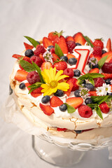 Sweet fresh fruit birthday cake pavlova 1 year anniversary party