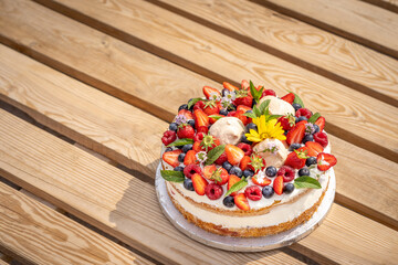 Sweet fresh fruit birthday cake pavlova 1 year anniversary party