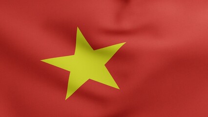 National flag of Vietnam waving 3D Render, Socialist Republic of Vietnam flag textile designed by Nguyen Huu Tien, coat of arms Vietnam independence day, Vietnamese flag of Fatherland