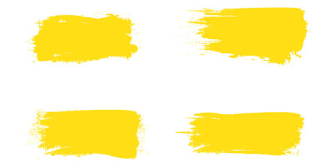 Yellow brush stroke set isolated on background. Collection of trendy brush stroke vector for yellow ink paint, grunge backdrop, dirt banner, watercolor design and dirty texture. Brush stroke vector