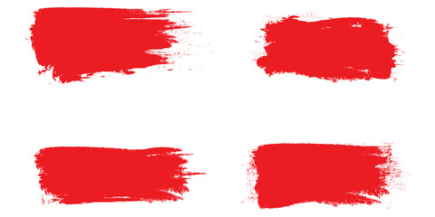 Red brush stroke set isolated on background. Collection of trendy brush stroke vector for red ink paint, grunge backdrop, dirt banner, watercolor design and dirty texture. Brush stroke vector