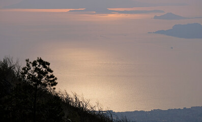 View from Mount Vesuvius at dusk