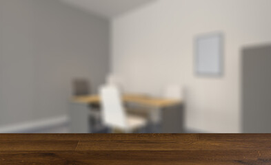 Open space office interior with like conference room. Mockup. 3D. Background with empty table. Flooring.