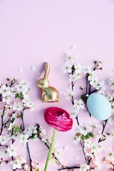 easter eggs and flowers - easter greeting card