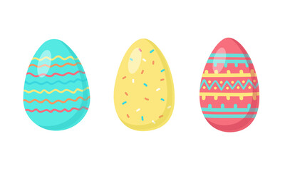Easter eggs with ornament isolated on a white background. Vector illustration.