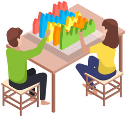 Business people communicating in office discuss statistics, analyze different charts and graphs. Financial accounting concept. Organization process, analytics, planning, report, market analysis
