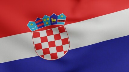 National flag of Croatia waving 3D Render, Republic of Croatia flag textile, Zastava Hrvatske, Trobojnica with coat of arms Croatia, croatian independence day, Miroslav Sutej