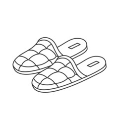 House slippers shoe. Flip flops. Line icon. Editable stroke. - obrazy, fototapety, plakaty