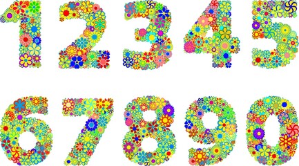 font with colorful various flowers