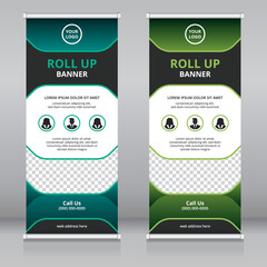 Modern roll up banner template, Standee template, X-banner template, Flag banner