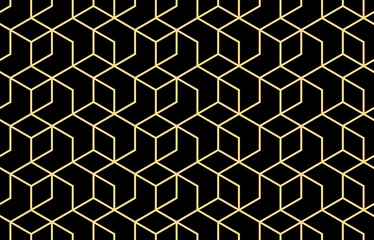 The geometric pattern with lines. Seamless vector background. Gold and black texture. Graphic modern pattern. Simple lattice graphic design