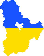 Flat vector map of the Ukrainian administrative area  of KYIV OBLAST, UKRAINE