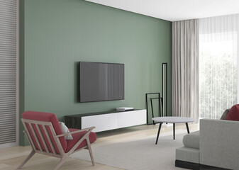 Modern living room interior. 3D rendering.