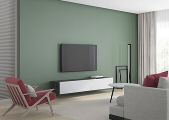 Modern living room interior. 3D rendering.