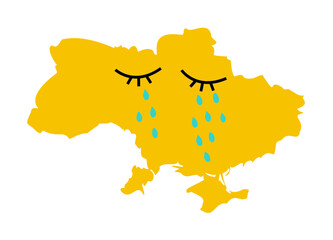 Ukrainian map vector with crying eyes