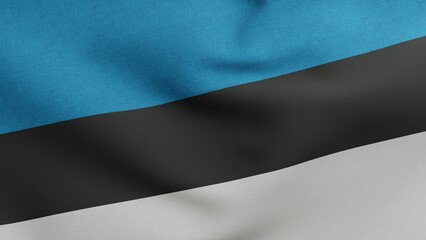 National flag of Estonia waving 3D Render, Eesti lipp is Estonian flag textile, color is sinimustvalge, poet Martin Lipp