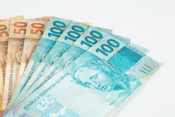 Brazilian money banknotes. Brazilian finance concept